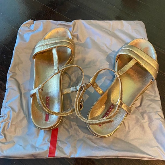 Gold Metallic Prada Sandals - Picture 3 of 4